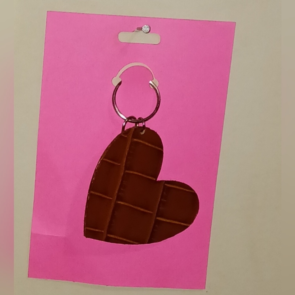 CUSTOM Genuine Leather or Faux Leather Heart Keychain